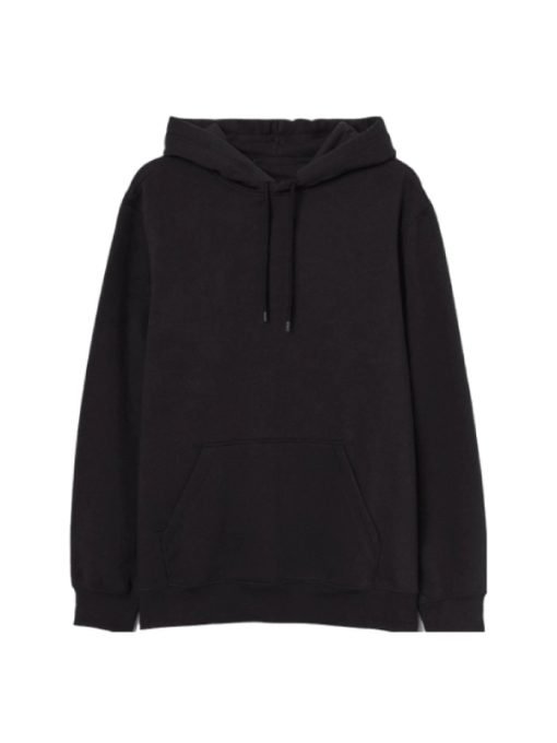 Black Pullover Hoodie – Soft Fleece Fabric with Hooded Collar and Pouch Pocket