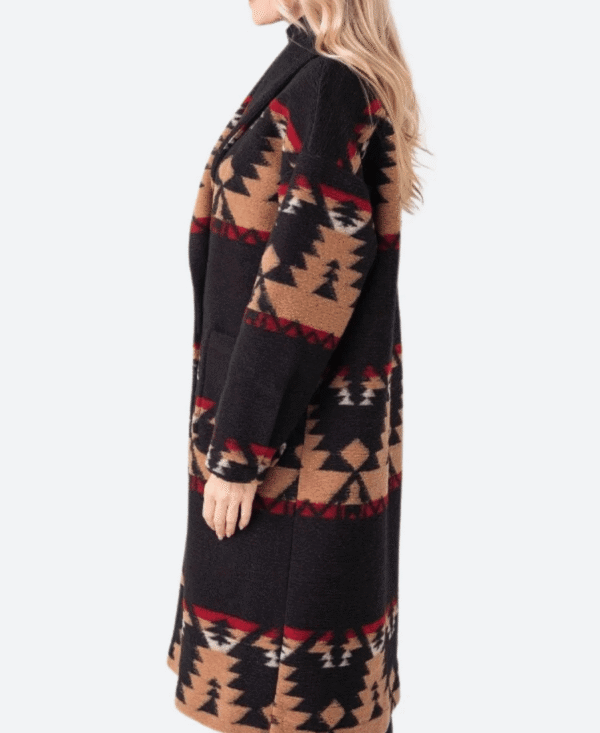Authentic Beth Dutton Yellowstone Season 5 Coat – Bold Black & Red Wool Trench - Image 2