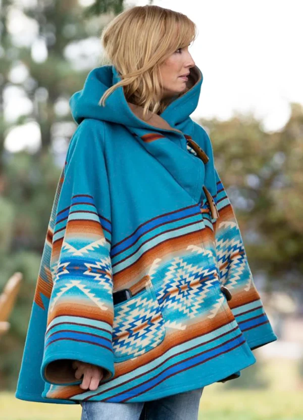 Beth Dutton Blue Coat - Stylish & Elegant Yellowstone Inspired Wool Blend Jacket - Image 4