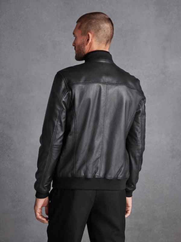 Black Leather Bomber Jacket for Men – Signature Style & Timeless Design - Image 3