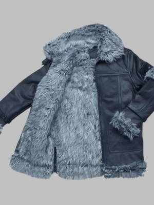 Men’s Black Shearling Jacket Coat – Cold Inferno Flight Aviation Style