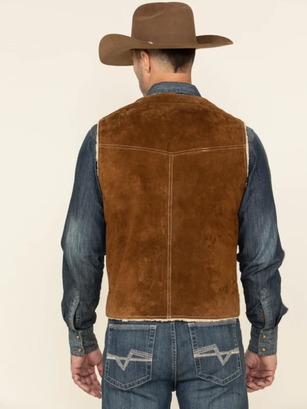 Boar Suede Leather Vest with Faux Shearling Lining for Outdoorsmen