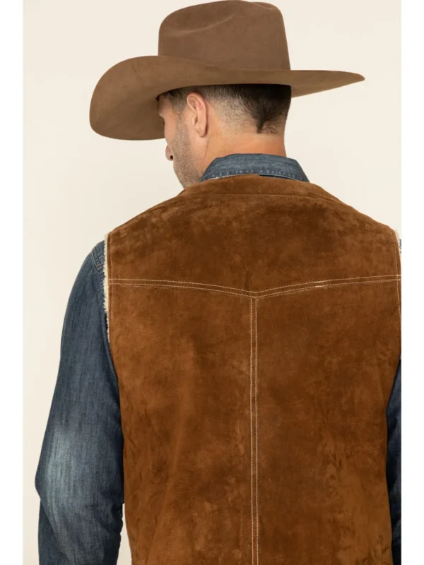 Boar Suede Leather Vest for Outdoorsmen | Genuine Grade A Suede & Faux Shearling Lining - Image 3