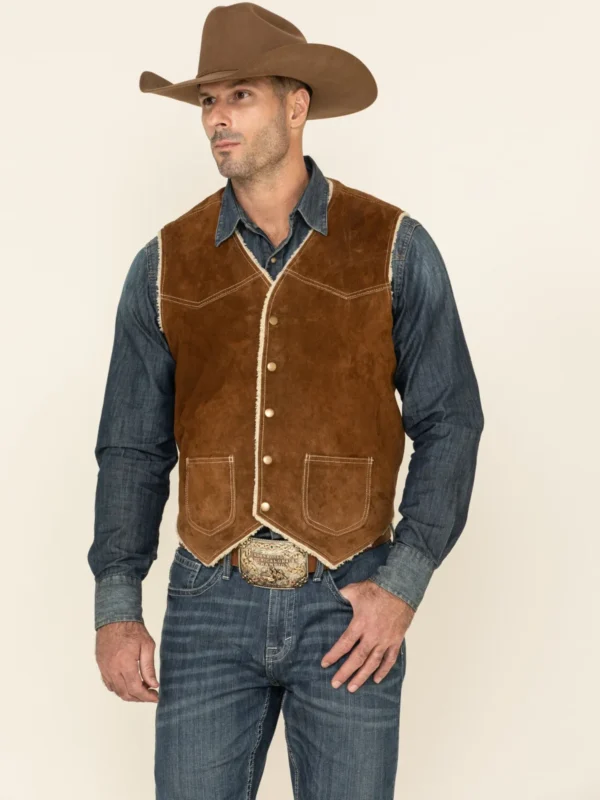 Boar Suede Leather Vest for Outdoorsmen Genuine Grade A Suede & Faux Shearling Lining Boar Suede Leather Vest with Faux Shearling Lining for Outdoorsmen