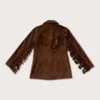 Women’s Coffee Suede Fringe Blazer