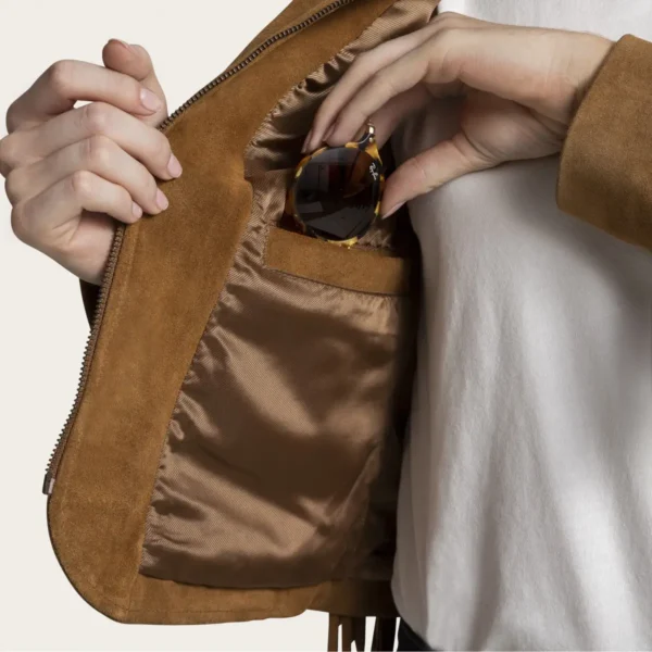Essential Western Fringe Suede Jacket for Women – Stylish Brown Suede Outerwear - Image 6