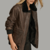 Everleigh Faux Fur Lined Bomber Jacket – Genuine Leather with Warm Lining & Dual Pockets (2) Faux Fur Lined Bomber Jacket – Genuine Cow Leather