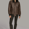 Everleigh Faux Fur Lined Bomber Jacket – Genuine Leather with Warm Lining & Dual Pockets (4) Faux Fur Lined Bomber Jacket – Genuine Cow Leather