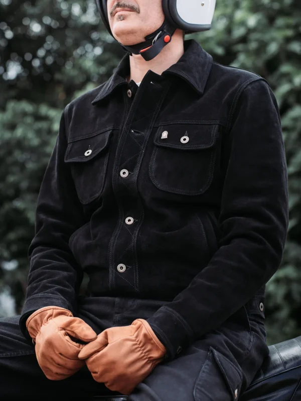 Gold Bison™ Black Suede Western Jacket – Handmade Italian Calfskin - Image 2