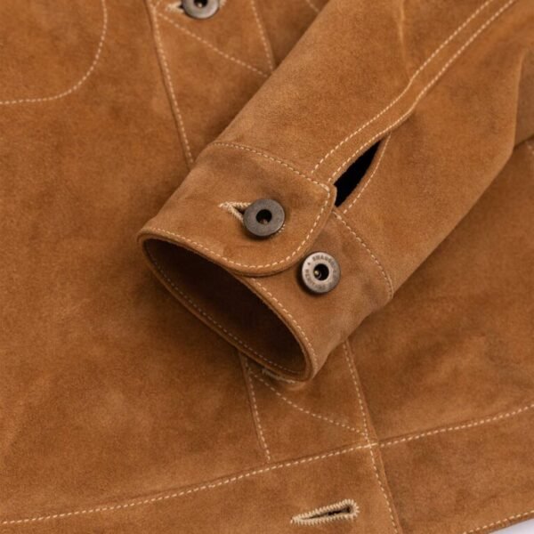 Gold Bison™ Women's Western Suede Jacket - Tailored Calfskin Leather with Antique Brass Buttons - Image 3