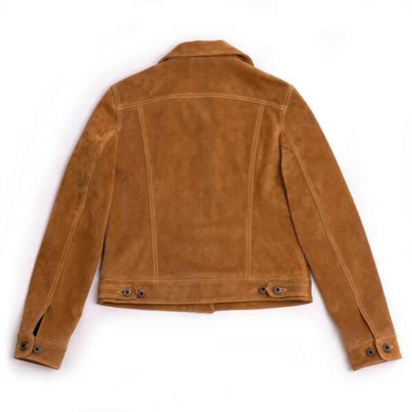 Gold Bison™ Women's Western Suede Jacket - Tailored Calfskin Leather with Antique Brass Buttons - Image 2