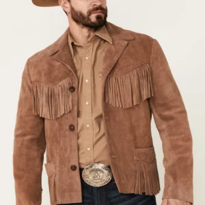 Giant Fringe Suede Leather Jacket with hand-cut fringe and western yokes