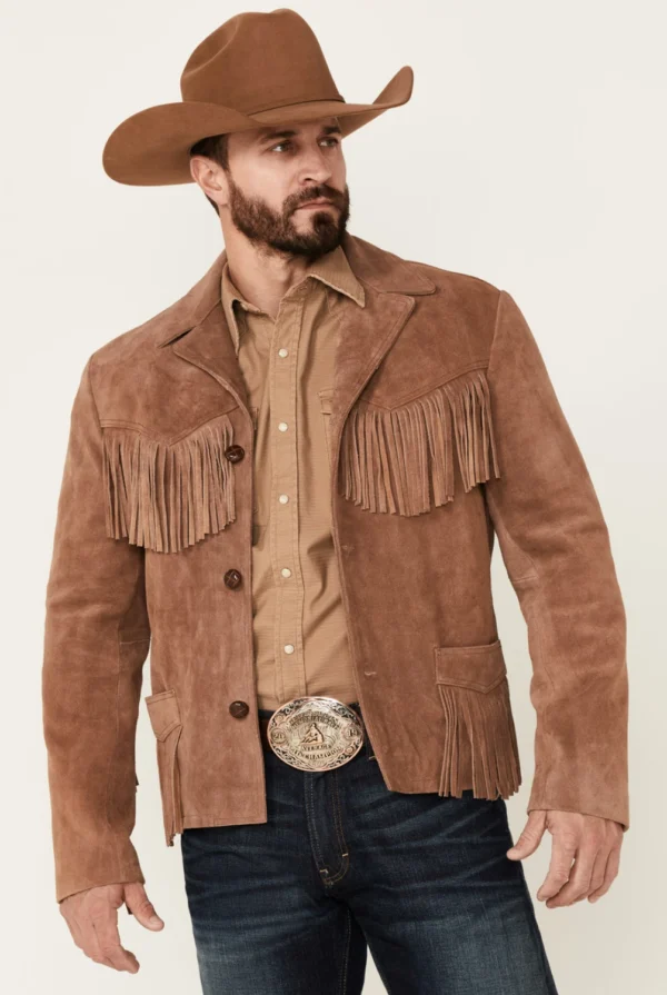 Giant Fringe Suede Leather Jacket with hand-cut fringe and western yokes