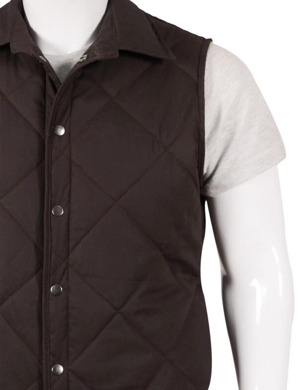 John Dutton Brown Quilted Vest Yellowstone – Inspired by Kevin Costner - Image 4