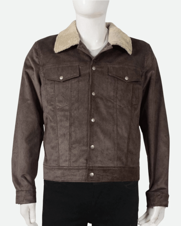 John Dutton Corduroy Jacket from Yellowstone in brown with shearling collar