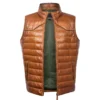 Puffer Cognac Lambskin Leather Vest