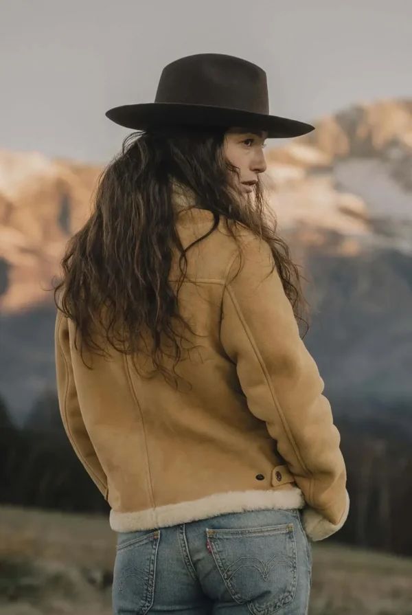 Luxury Women's Shearling Flight Jacket – Handmade Italy Sheepskin Aviator Jacket - Image 3