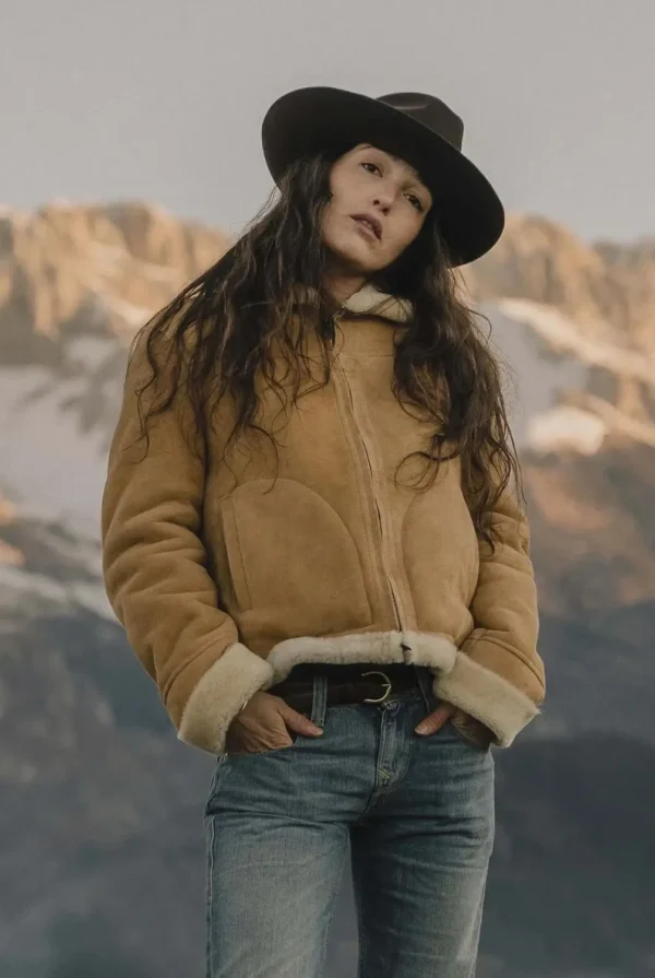 Luxury Women's Shearling Flight Jacket – Handmade Italy Sheepskin Aviator Jacket
