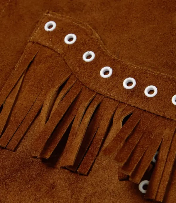 Men’s Premium Suede Cowboy Jacket with Fringes – Bold Brown Western Leather Jacket - Image 4