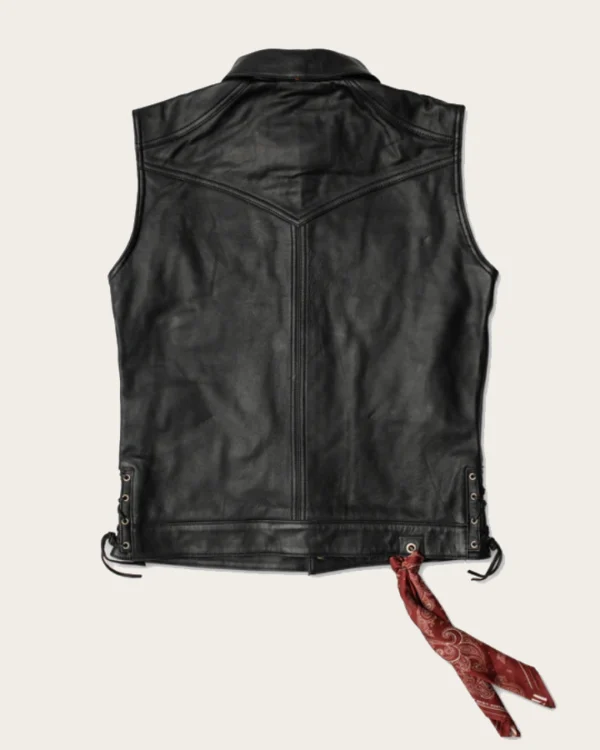 Men's Black Leather Vest – Full Grain Cowhide Sleeveless Biker Jacket