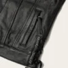 Men's Black Leather Vest – Full Grain Cowhide Biker Sleeveless Jacket (4) Men’s Black Full Grain Cowhide Leather Vest