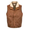 Men's brown leather vest made from lamb leather with shearling collar – Dover Trekker Classic front view