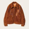 Men’s Brown Suede Cowboy Jacket with Fringe Trim – Western Style Men's Brown Suede Cowboy Jacket