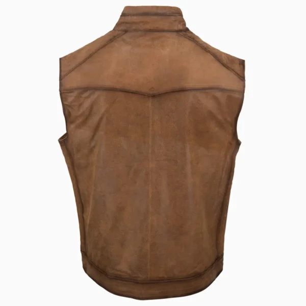 Men's Brown Suede Leather Vest – Genuine Suede Sleeveless Vest for Men - Image 3