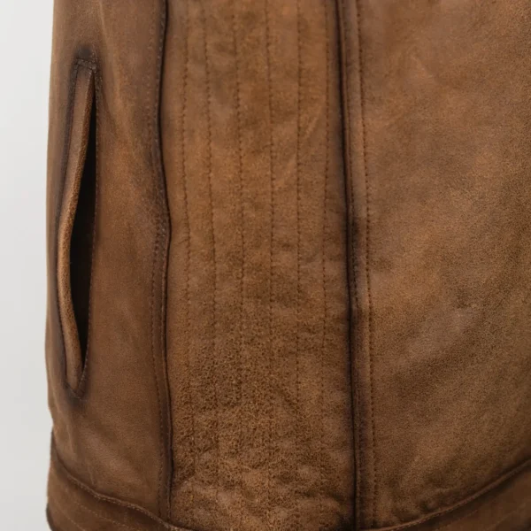 Men's Brown Suede Leather Vest – Genuine Suede Sleeveless Vest for Men - Image 5