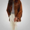 Men’s Premium Suede Cowboy Jacket with Fringes – Bold Brown Western Leather Jacket (2) Men’s Suede Leather Jacket With Fringes