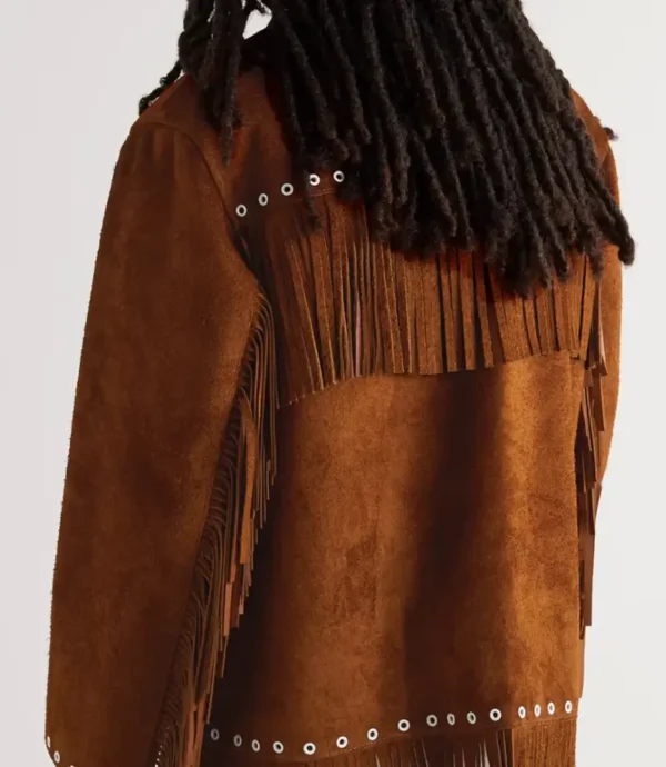 Men’s Premium Suede Cowboy Jacket with Fringes – Bold Brown Western Leather Jacket - Image 2
