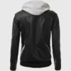 Men’s Slim Fit Black Leather Biker Jacket with Hood – Real Leather