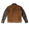 Men's Suede Leather Trucker Jacket - Front View in Oatman Brown Real Leather