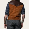 Mens Western Cowhide Sherpa Vest