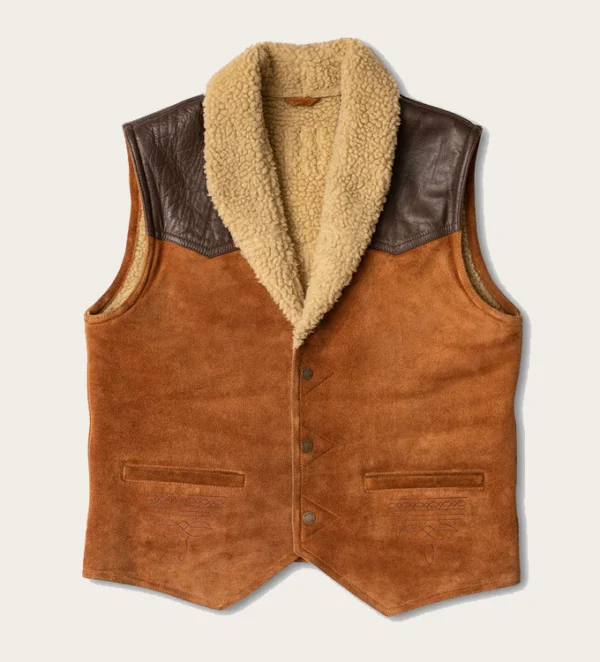Roberts Men's Western Cowhide Sherpa Vest – Superior Quality Premium Leather Sleeveless Jacket - Image 3