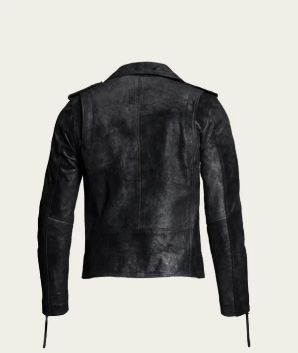 Stylish Rock Ridge Men's Black Cowhide Biker Jacket – Premium Real Leather with Buttoned Closure - Image 2