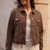 Threadbare Chocolate Brown Classic Denim Jacke