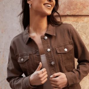 Rome Classic Denim Jacket with Button Cuffs and Chest Pockets