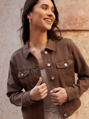 Rome Classic Denim Jacket with Button Cuffs and Chest Pockets