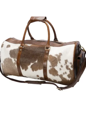 Schneiders cowhide leather duffle bag with real hair-on-hide design and brown leather sides – Jacket Journey