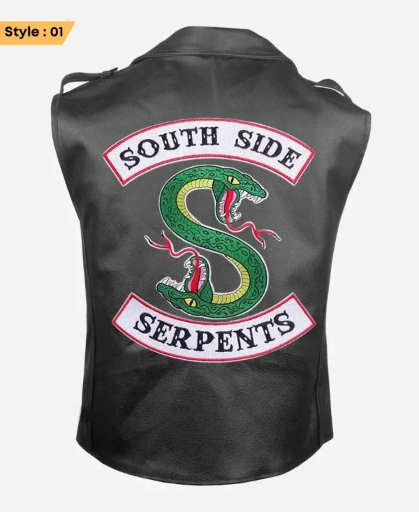 Southside Serpents Black Leather Biker Vest - Riverdale Inspired - Image 3