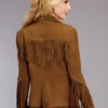 Brown Leather Fringe Jacket for Women