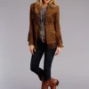 Brown Leather Fringe Jacket for Women