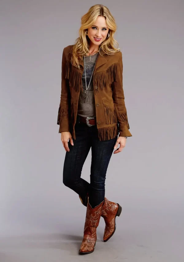 Stetson Brown Leather Fringe Jacket for Women - Stylish & Durable - Image 2