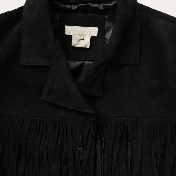 Stunning Black Suede Fringe Jacket for Women – Classic Western Style - Image 3