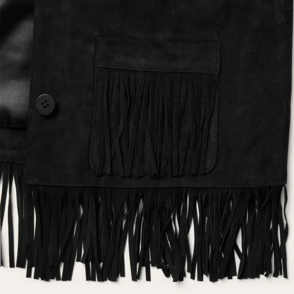 Stunning Black Suede Fringe Jacket for Women – Classic Western Style - Image 4