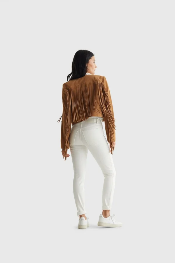 Stunning Camel Leather Bolero Jacket for Women – Retro Cowgirl Biker Style - Image 3
