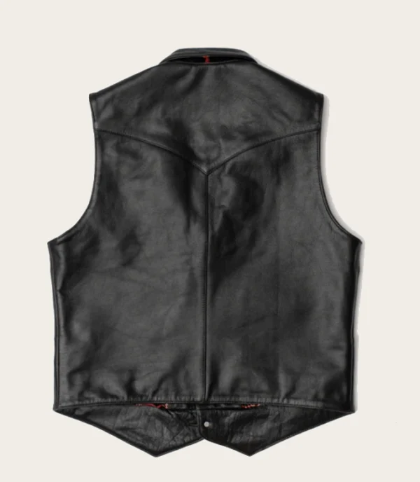 Western Black Leather Vest – Denver Men's Full Grain Sleeveless Cowboy Style