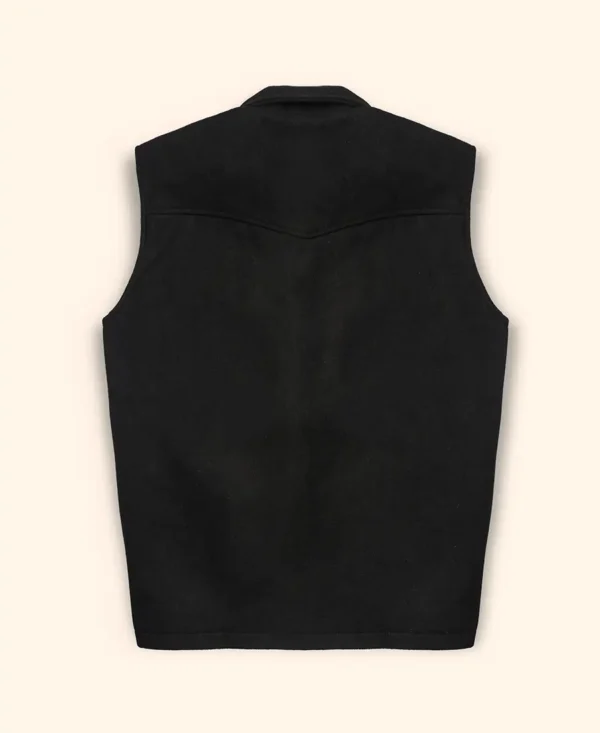 Stylish John Dutton Black Vest – Iconic Yellowstone Wool Essential - Image 2
