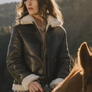 Brown Shearling Aviator Jacket for Women – Handmade Italian Merino Sheepskin Coat